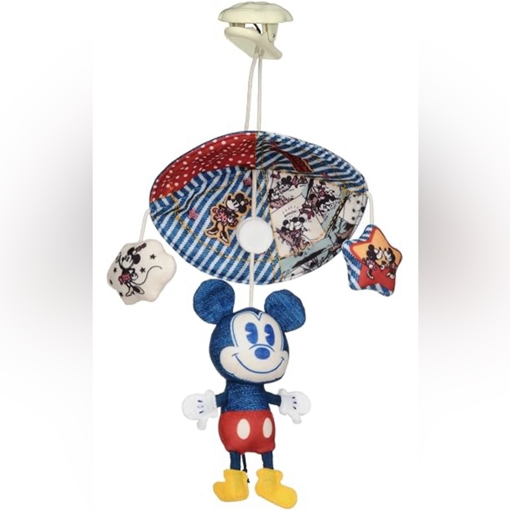 Disney TakaraTomy Dear Little Hands Soft Minimery Denim Style 6" Mickey, EUC